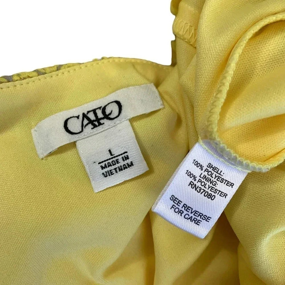 Cato Sleeveless Chiffon Full Length Maxi Sun Dress Women Size L Yellow Pleats - Picture 16 of 16